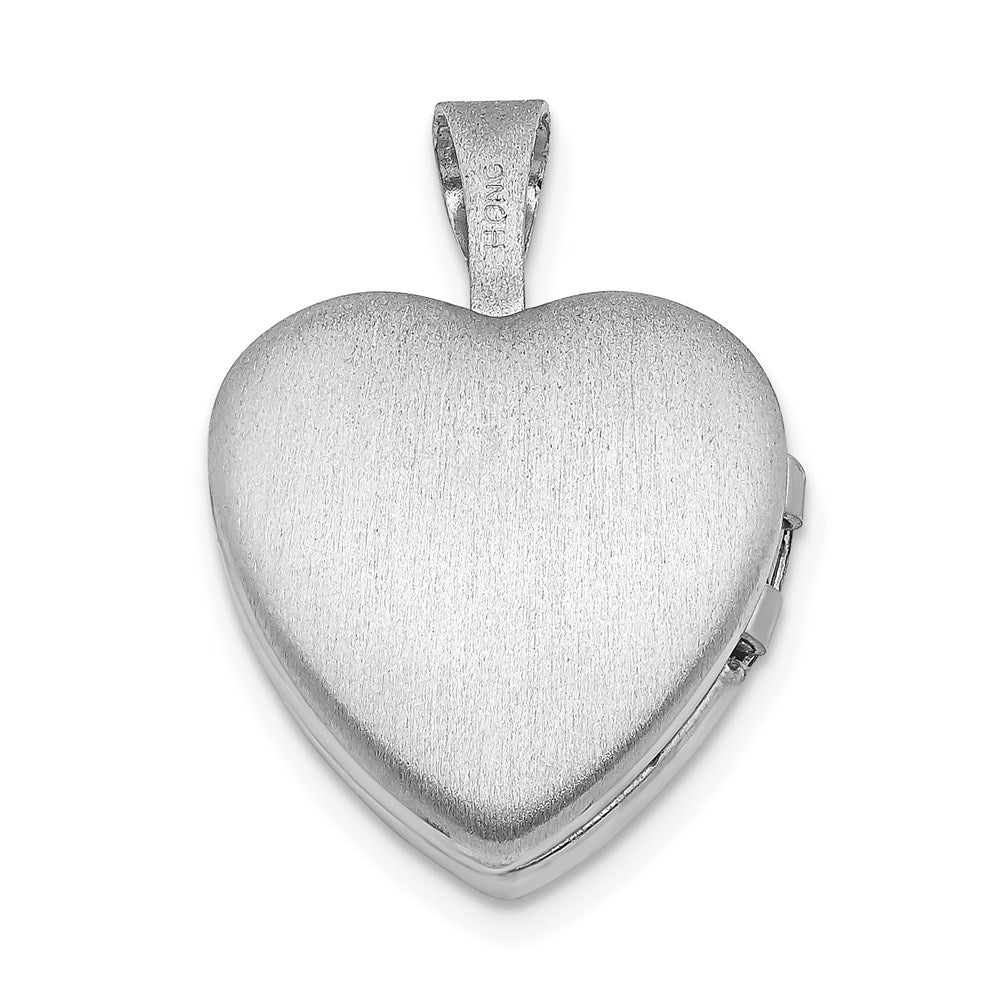 Sterling Silver Rhodium-plated & Diamond Sister Heart 12mm Heart Locket