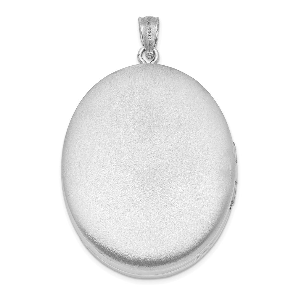 Sterling Silver Rhodium-plated & Diamond Polished 34mm Oval Locket