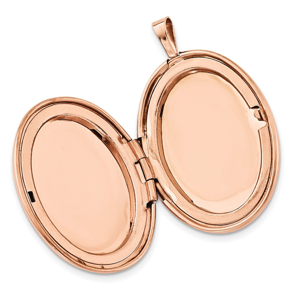 Sterling Silver Rose Gold-plated 26mm Oval Diamond Locket