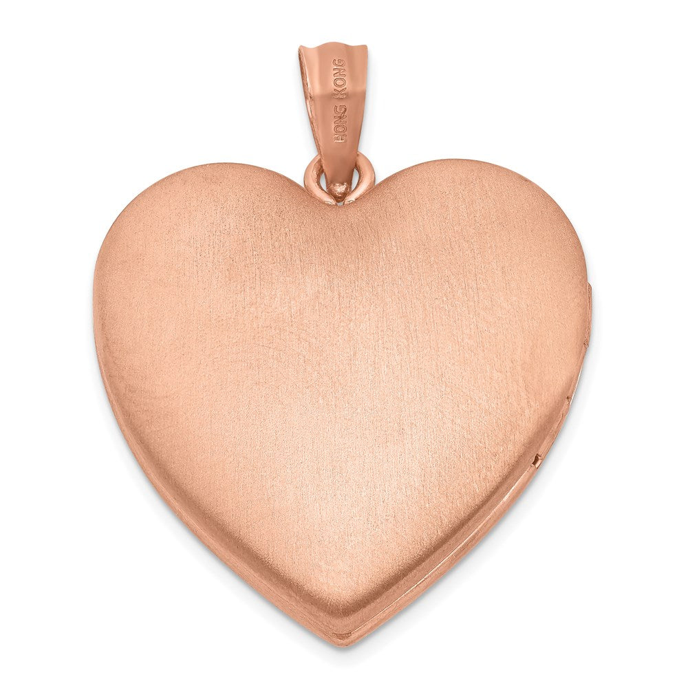 Sterling Silver Rose Gold-plated & Diamond 24mm D/C Heart Locket