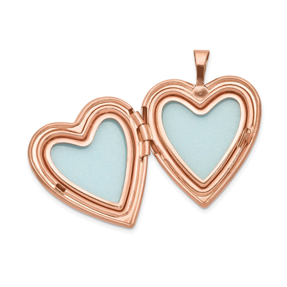 Sterling Silver Rose Gold-plated 20mm Mom with Diamond Heart Locket