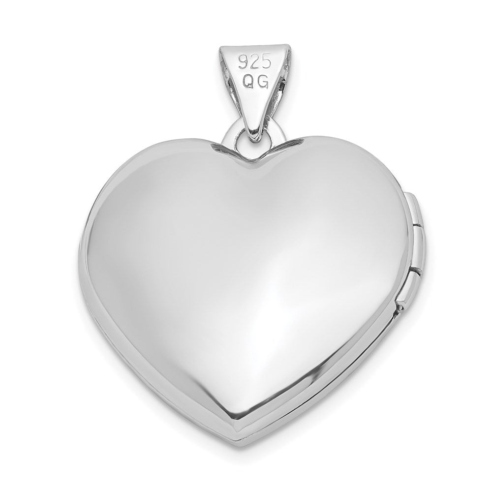 Sterling Silver Rose & Yellow Rhodium Diamond Love 19mm Heart Locket