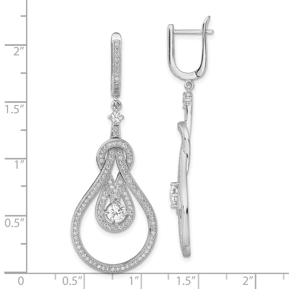 Brilliant Embers Sterling Silver Rhodium-plated 226 Stone CZ Hinged Hoop Chandelier Dangle Earrings