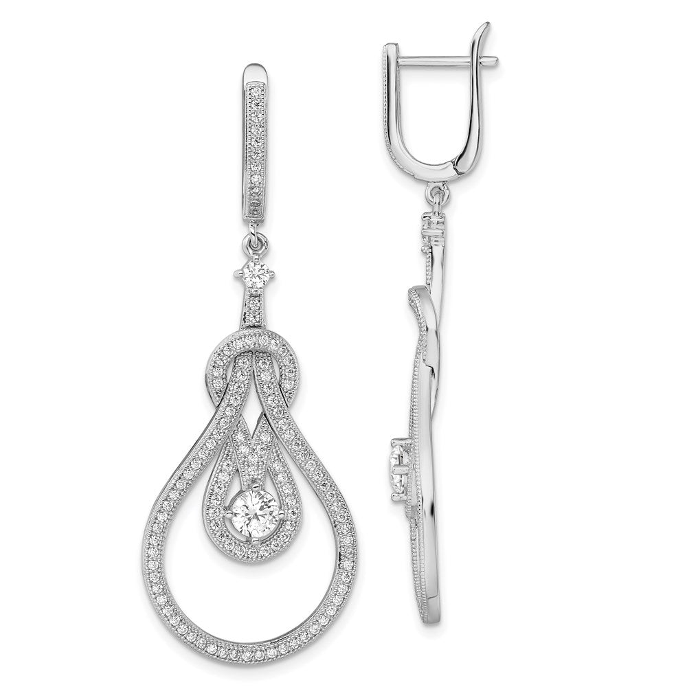 Brilliant Embers Sterling Silver Rhodium-plated 226 Stone CZ Hinged Hoop Chandelier Dangle Earrings