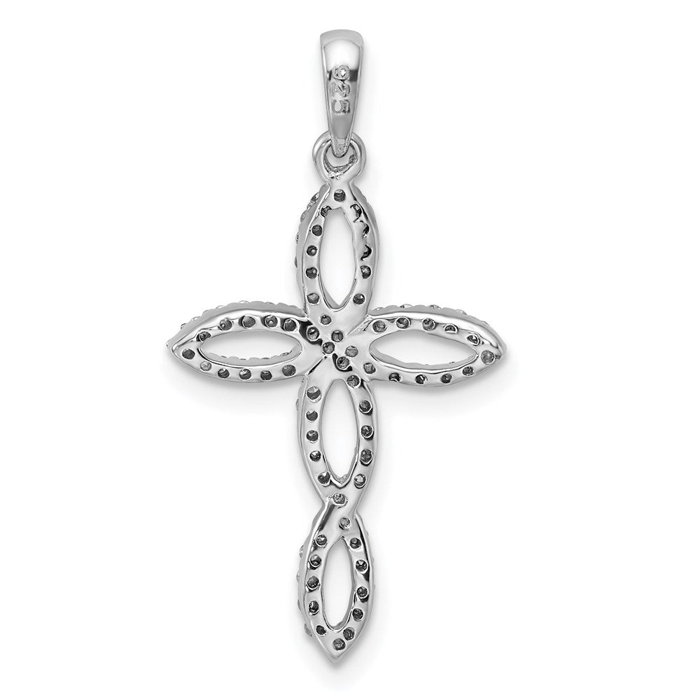 Sterling Silver Rhodium-plated Diamond Pendant