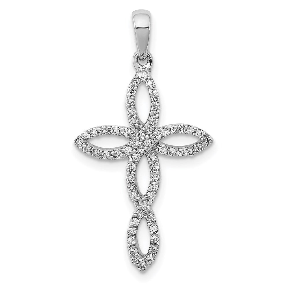 Sterling Silver Rhodium-plated Diamond Pendant