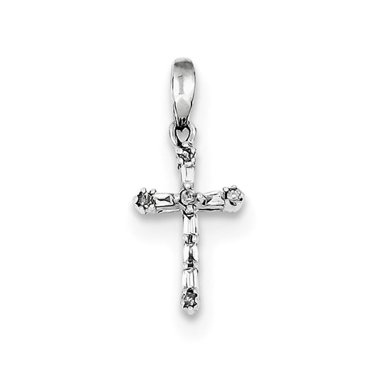 Sterling Silver Rhodium-plated Diamond Pendant