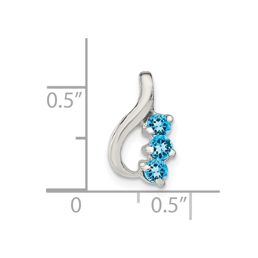 Sterling Silver Blue Topaz Chain Slide Pendant