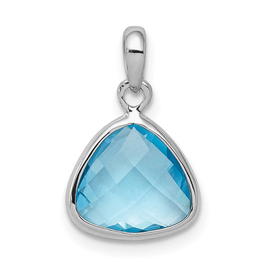 Sterling Silver Rhodium-plated Blue Topaz Pendant