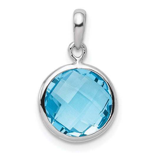 Sterling Silver Rhodium-plated Blue Topaz Pendant