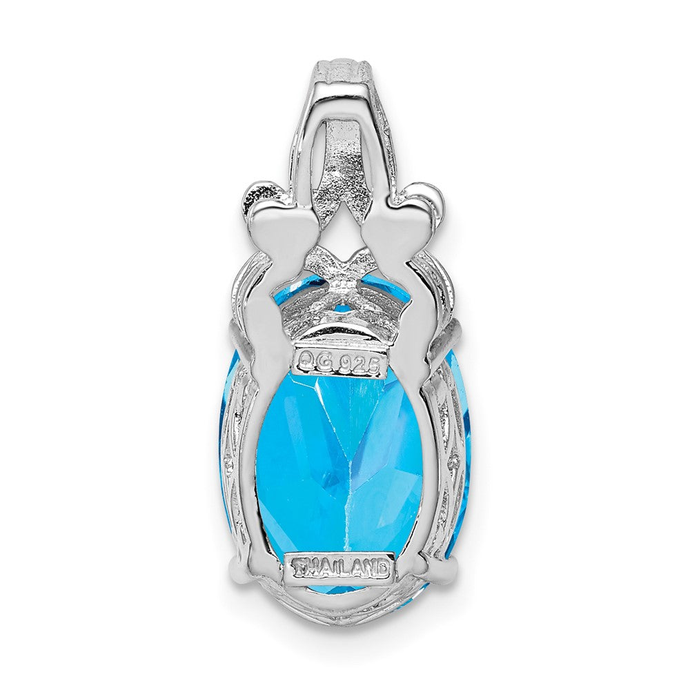 Sterling Silver Rhodium-plated Blue Topaz Pendant