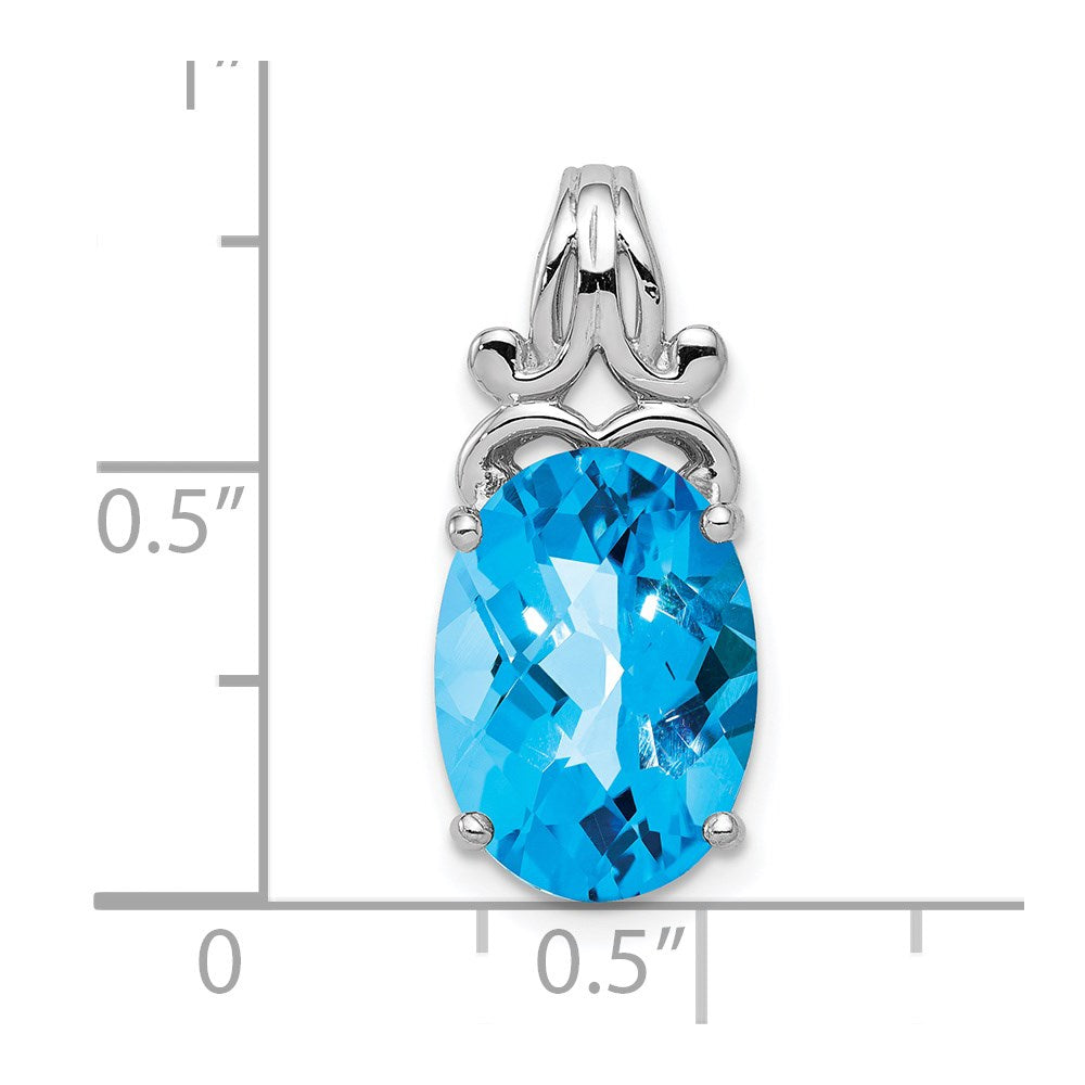 Sterling Silver Rhodium-plated Blue Topaz Pendant