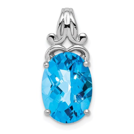 Sterling Silver Rhodium-plated Blue Topaz Pendant