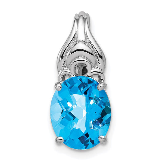 Sterling Silver Rhodium-plated Blue Topaz Pendant