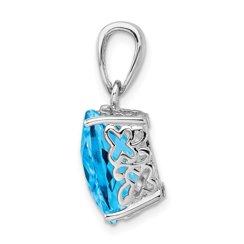 Sterling Silver Rhodium-plated Blue Topaz Pendant