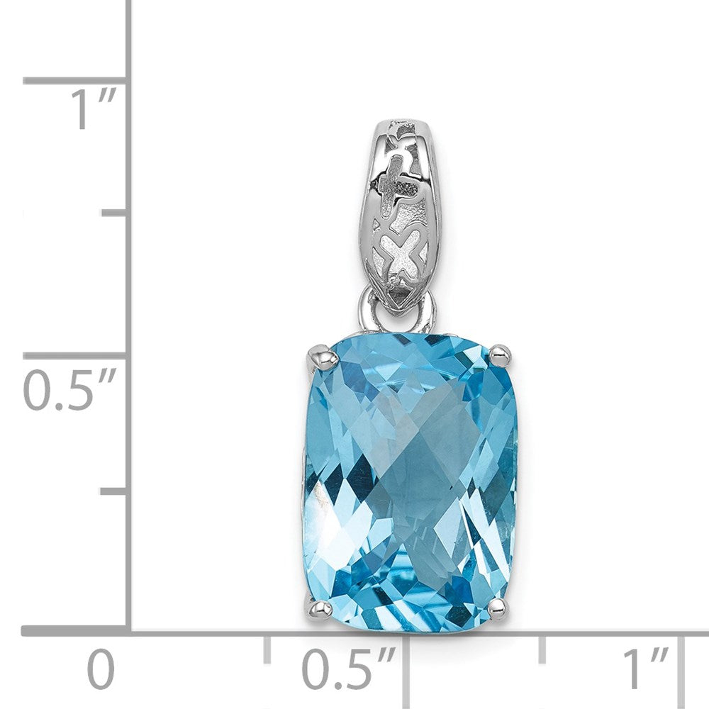 Sterling Silver Rhodium-plated Blue Topaz Pendant