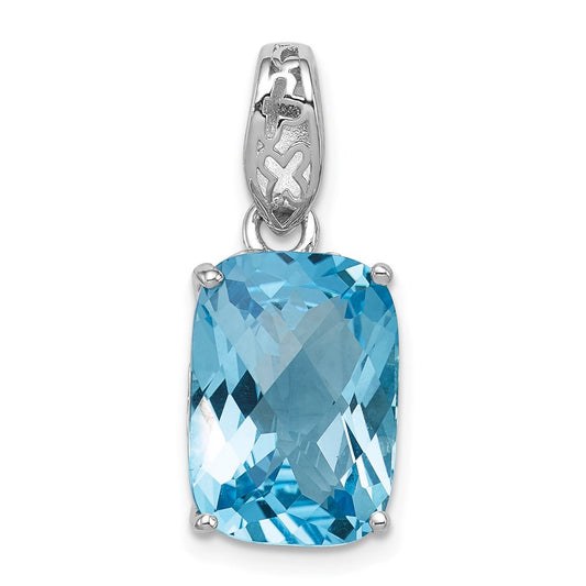 Sterling Silver Rhodium-plated Blue Topaz Pendant