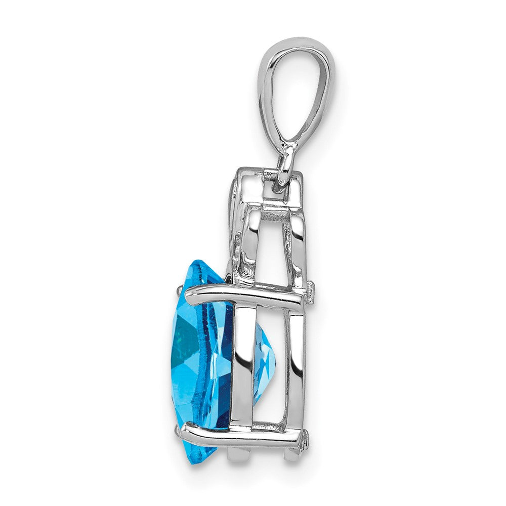 Sterling Silver Rhodium-plated Blue Topaz Pendant