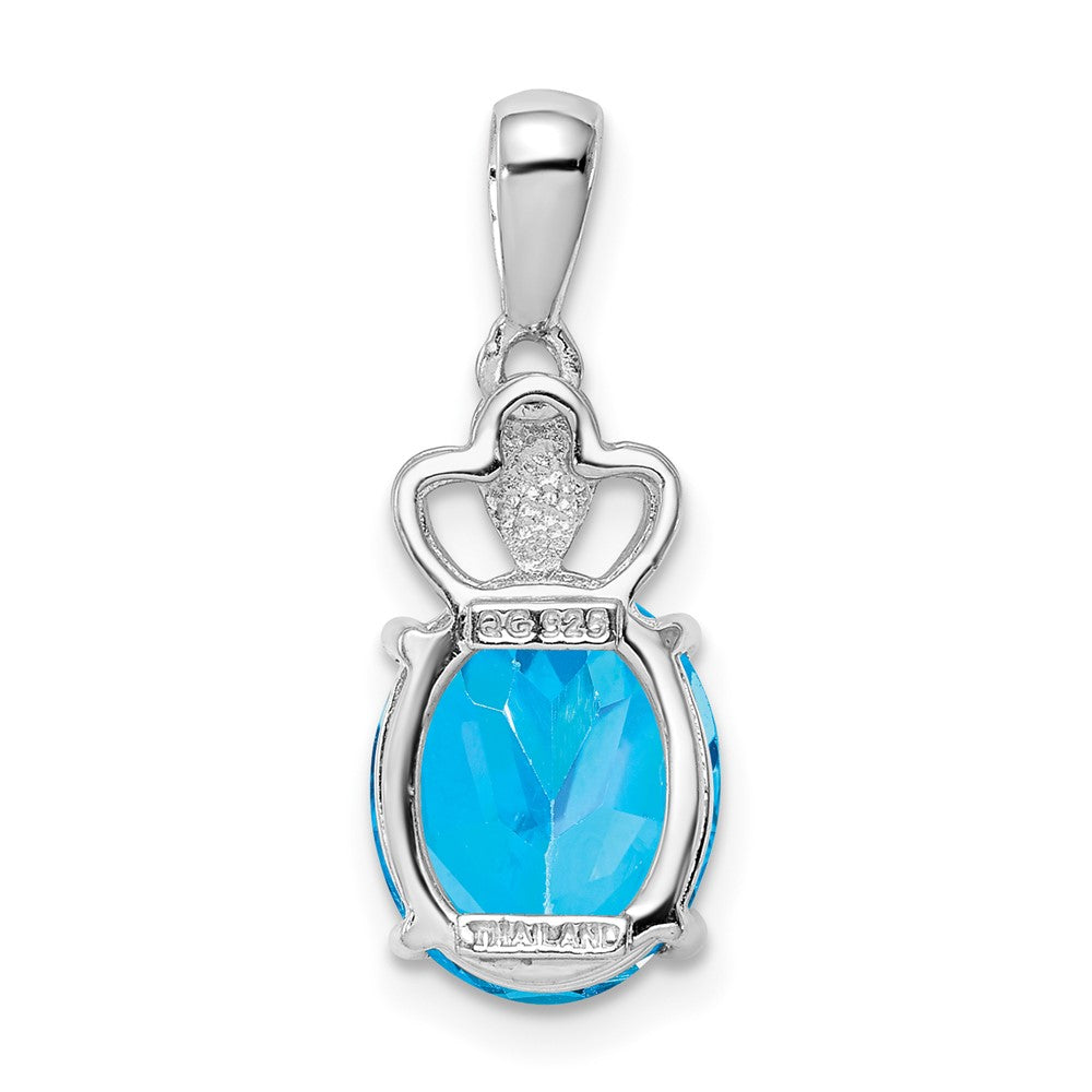 Sterling Silver Rhodium-plated Blue Topaz Pendant