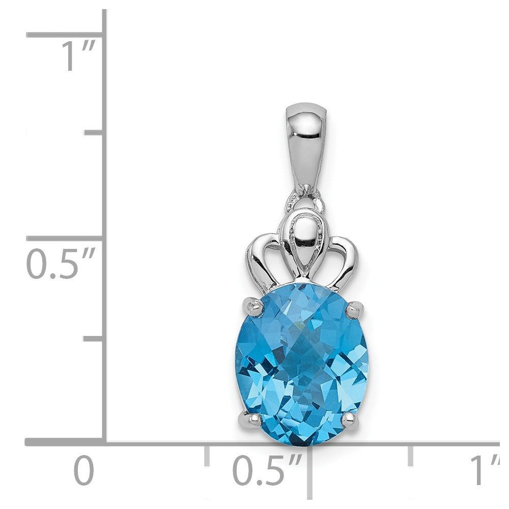 Sterling Silver Rhodium-plated Blue Topaz Pendant