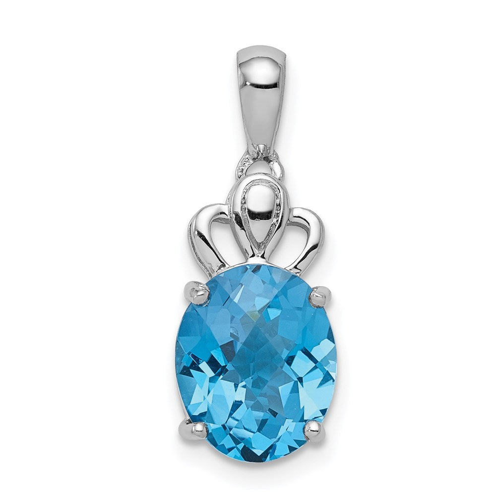 Sterling Silver Rhodium-plated Blue Topaz Pendant