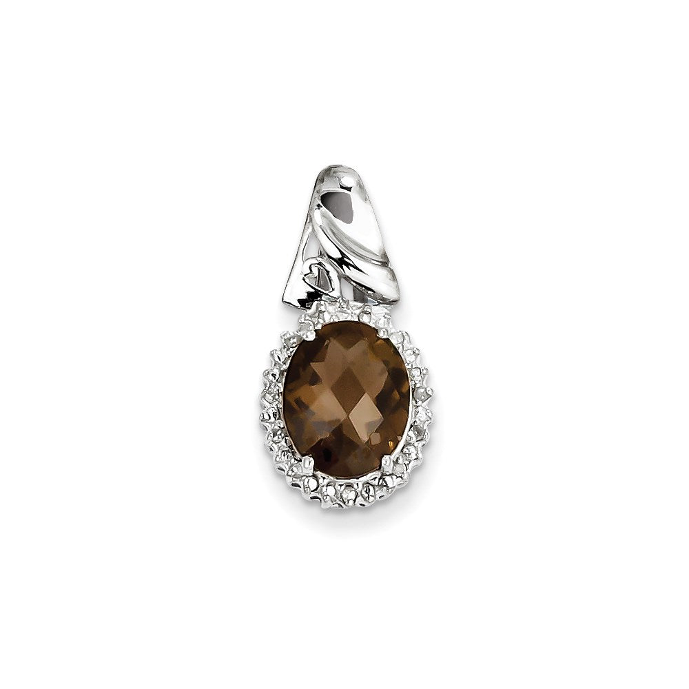 Sterling Silver Smoky Quartz and Diamond Pendant