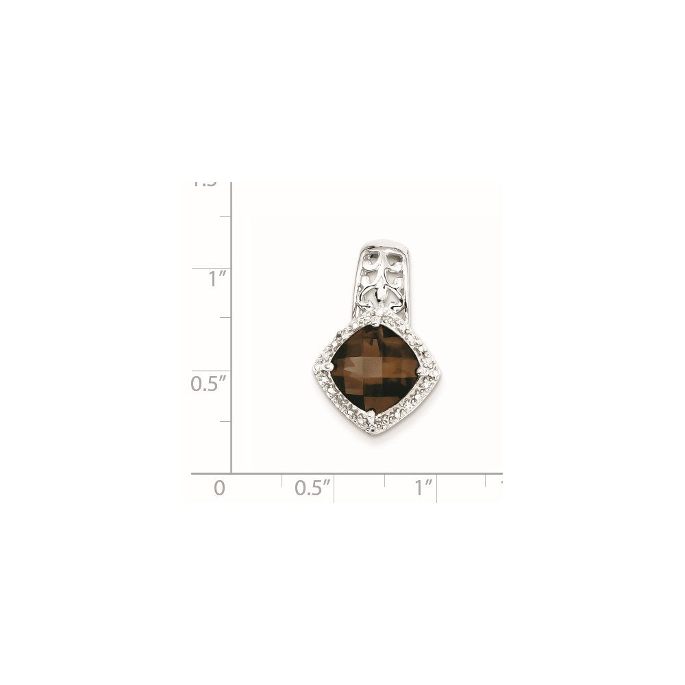 Sterling Silver Smoky Quartz and Diamond Pendant