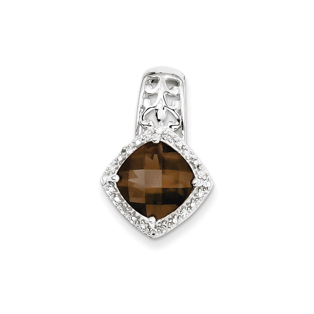 Sterling Silver Smoky Quartz and Diamond Pendant