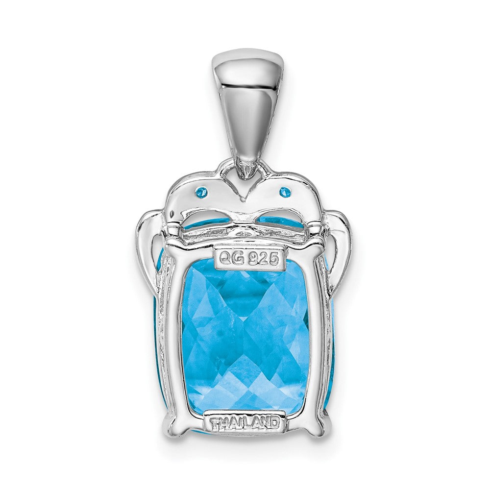 Sterling Silver Rhodium-plated Blue Topaz and Diamond Pendant