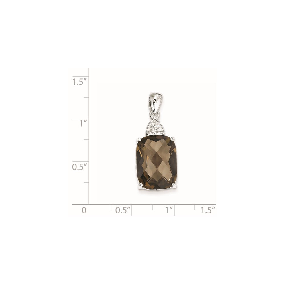 Sterling Silver Smoky Quartz and Diamond Pendant