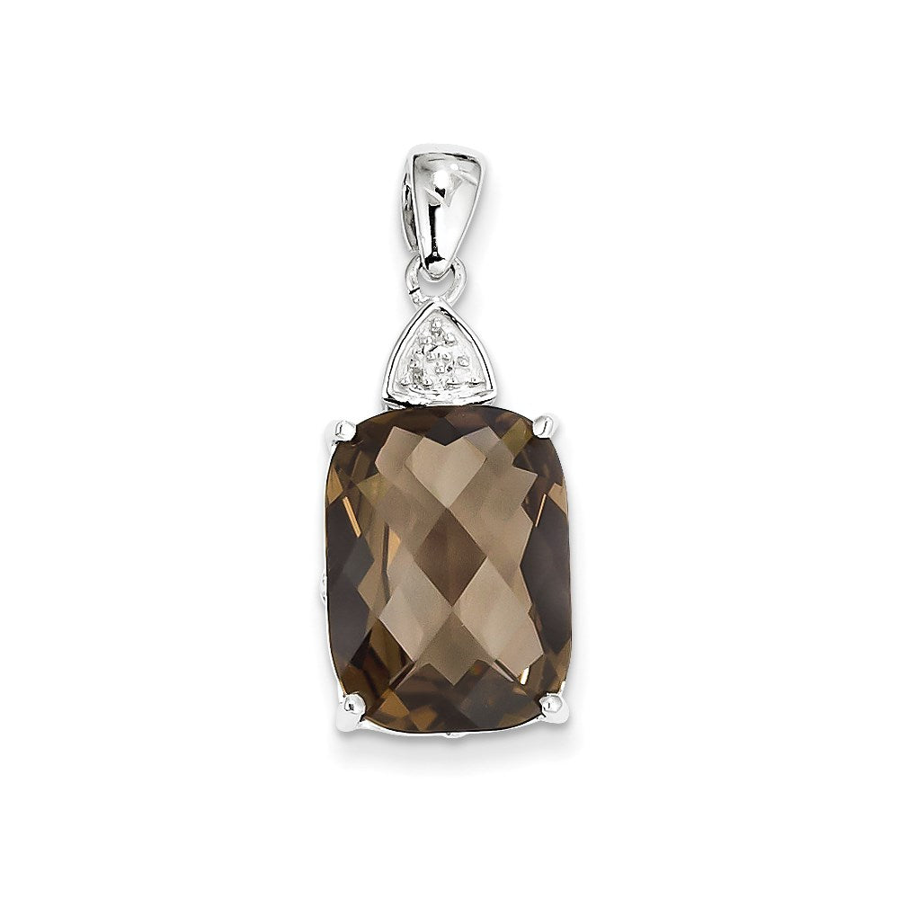 Sterling Silver Smoky Quartz and Diamond Pendant