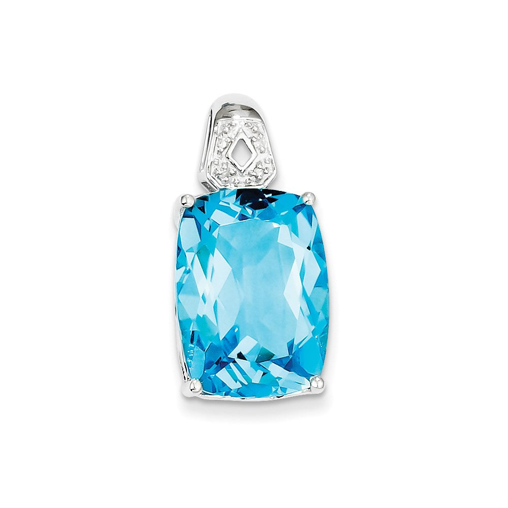 Sterling Silver Blue Topaz and Diamond Pendant