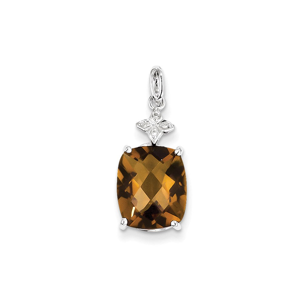 Sterling Silver Whiskey Quartz and Diamond Pendant