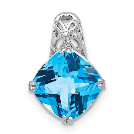 Sterling Silver Rhodium-plated Blue Topaz Pendant