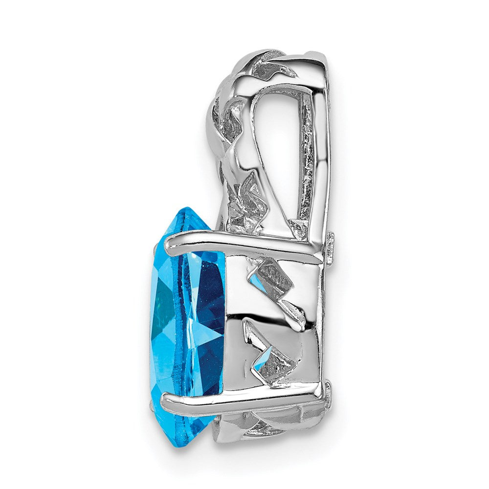 Sterling Silver Rhodium-plated Blue Topaz Pendant