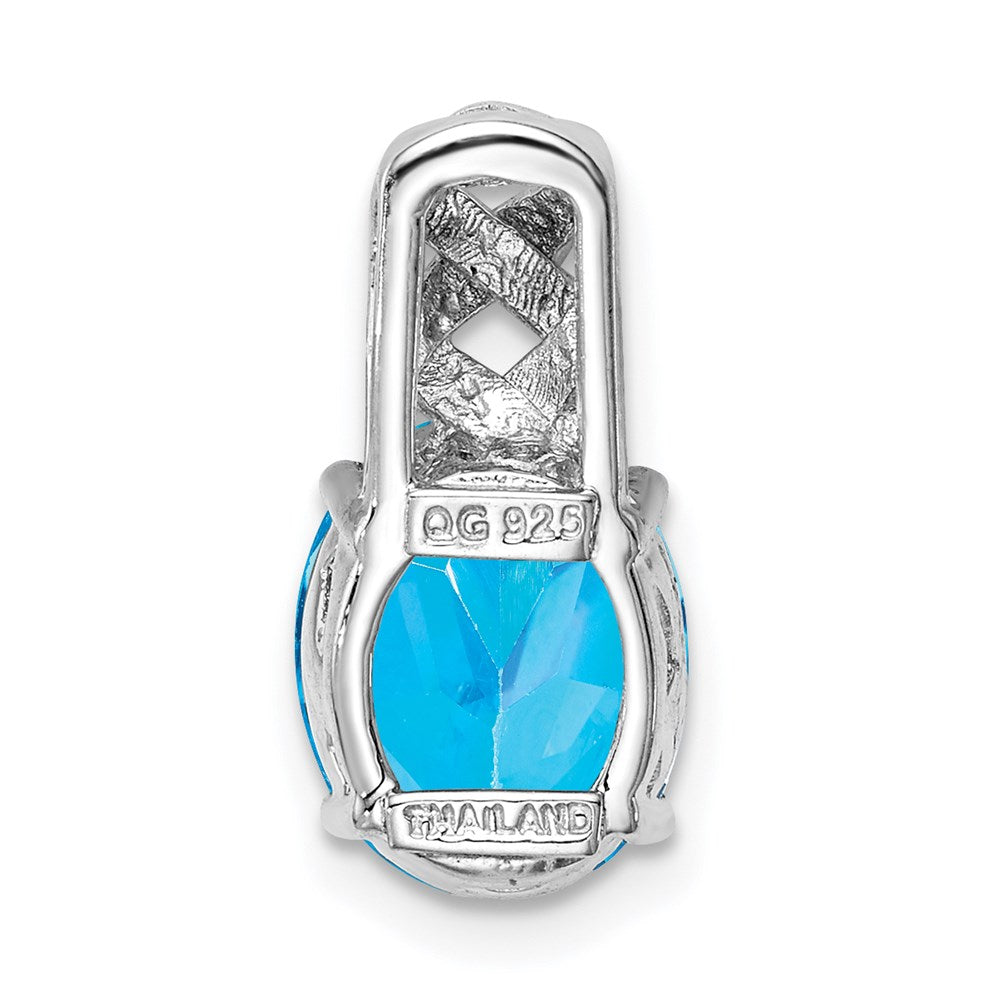 Sterling Silver Rhodium-plated Blue Topaz Pendant