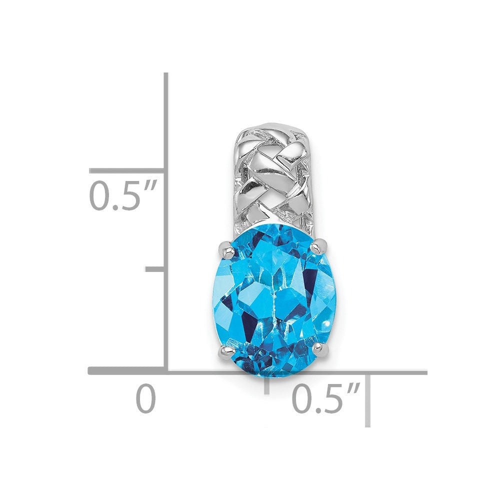 Sterling Silver Rhodium-plated Blue Topaz Pendant