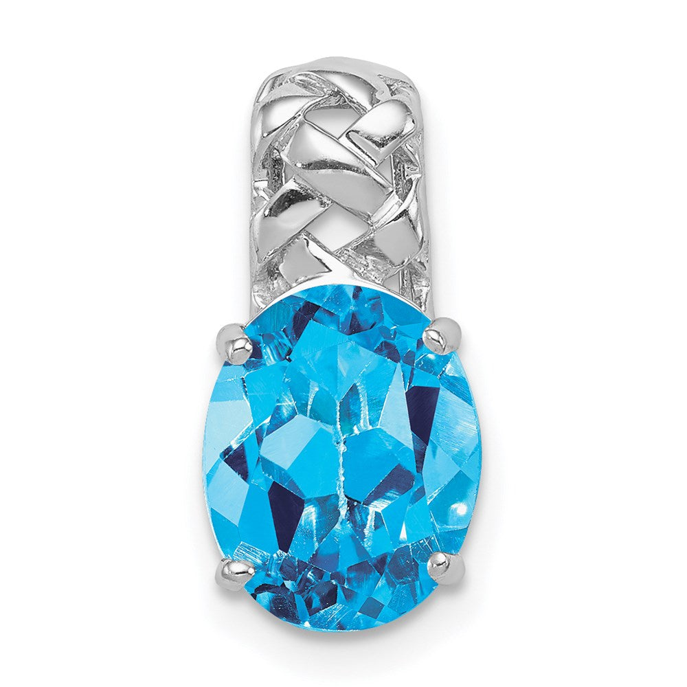 Sterling Silver Rhodium-plated Blue Topaz Pendant