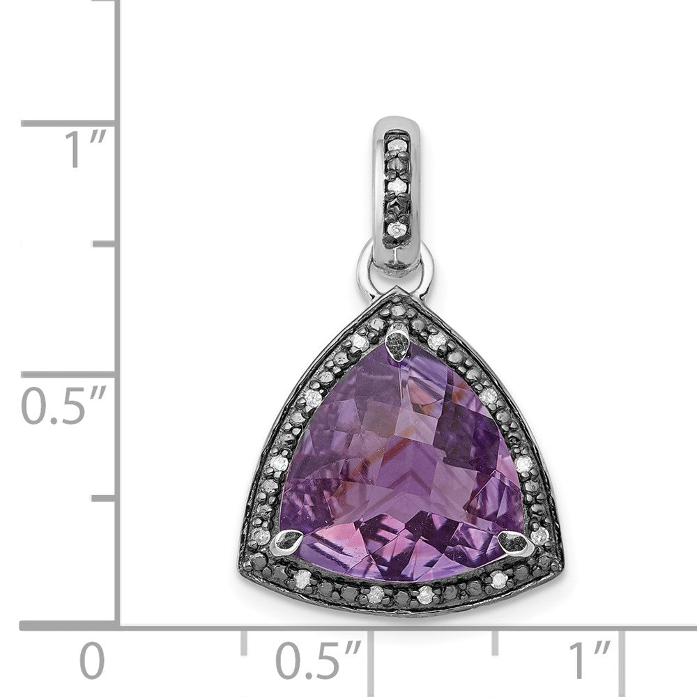 Sterling Silver Rhodium-plated Amethyst and Diamond Pendant