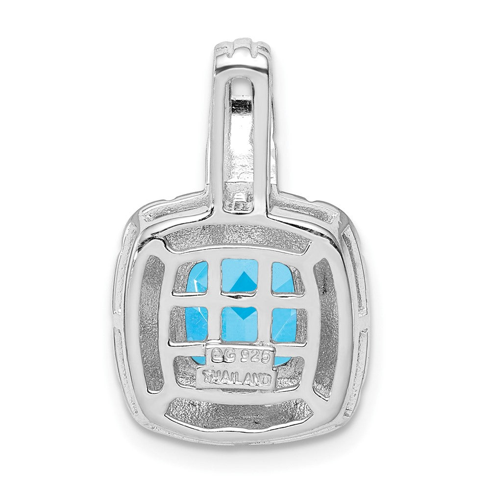 Sterling Silver Rhodium-plated Blue Topaz Pendant