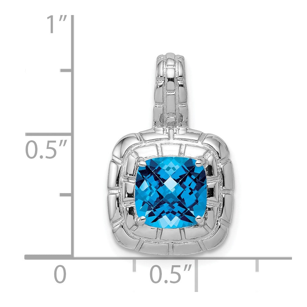 Sterling Silver Rhodium-plated Blue Topaz Pendant