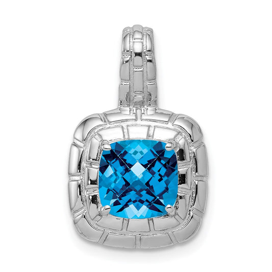 Sterling Silver Rhodium-plated Blue Topaz Pendant