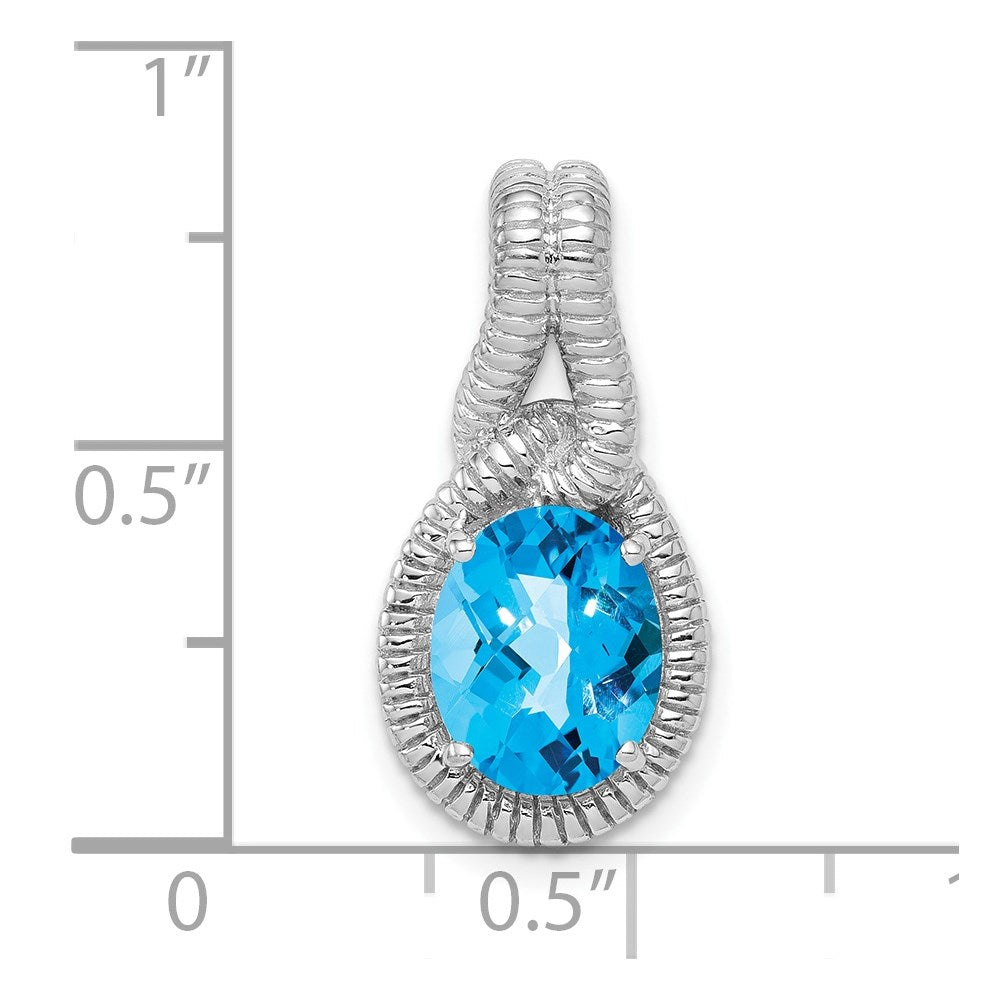 Sterling Silver Rhodium-plated Blue Topaz Pendant