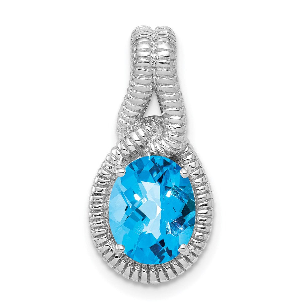 Sterling Silver Rhodium-plated Blue Topaz Pendant