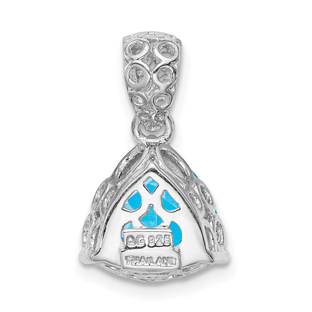 Sterling Silver Rhodium-plated Blue Topaz Pendant