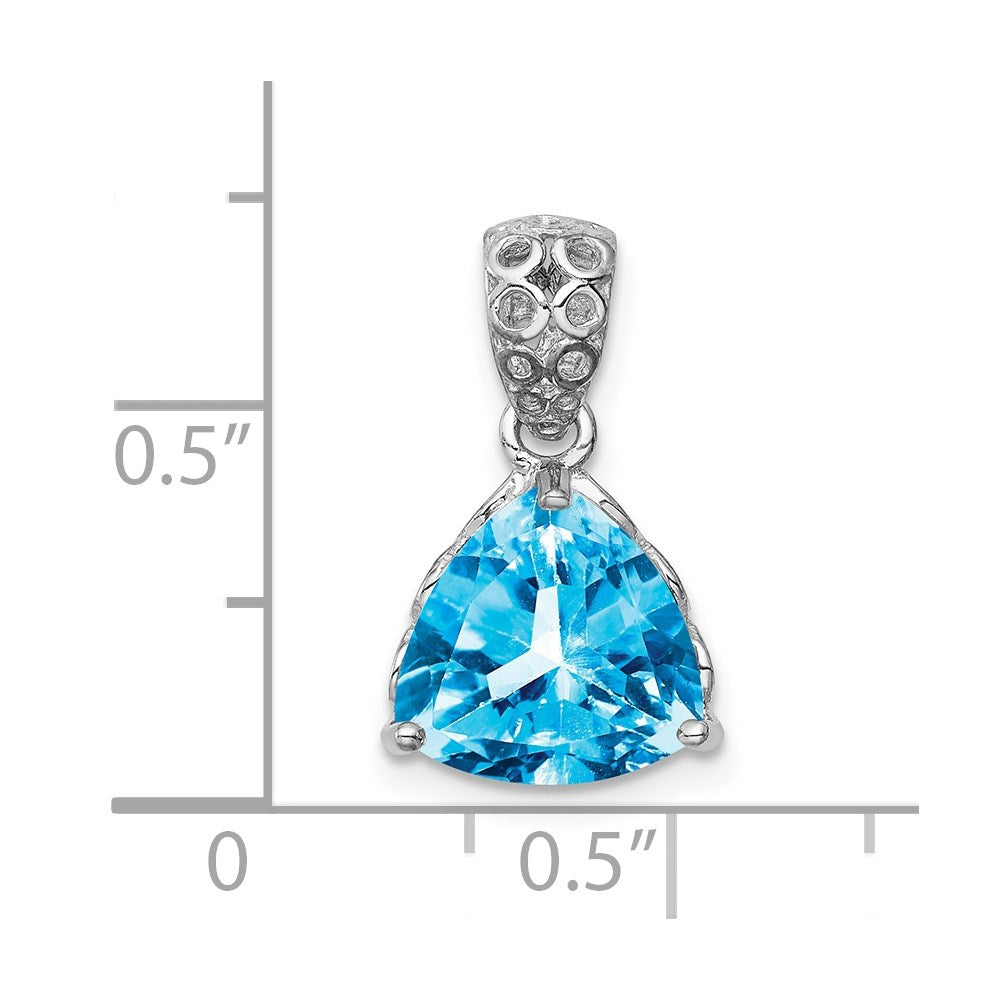 Sterling Silver Rhodium-plated Blue Topaz Pendant