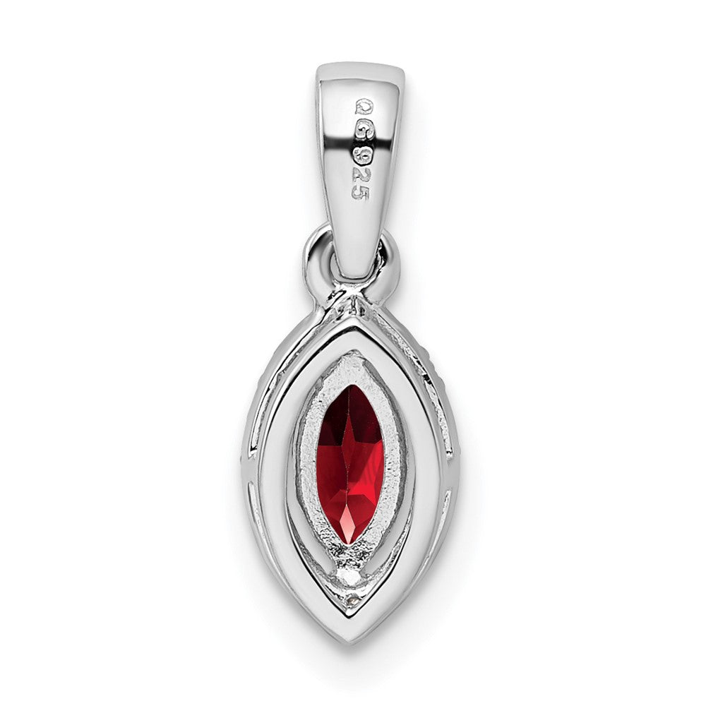 Sterling Silver Rhodium-plated Diamond and Garnet Pendant