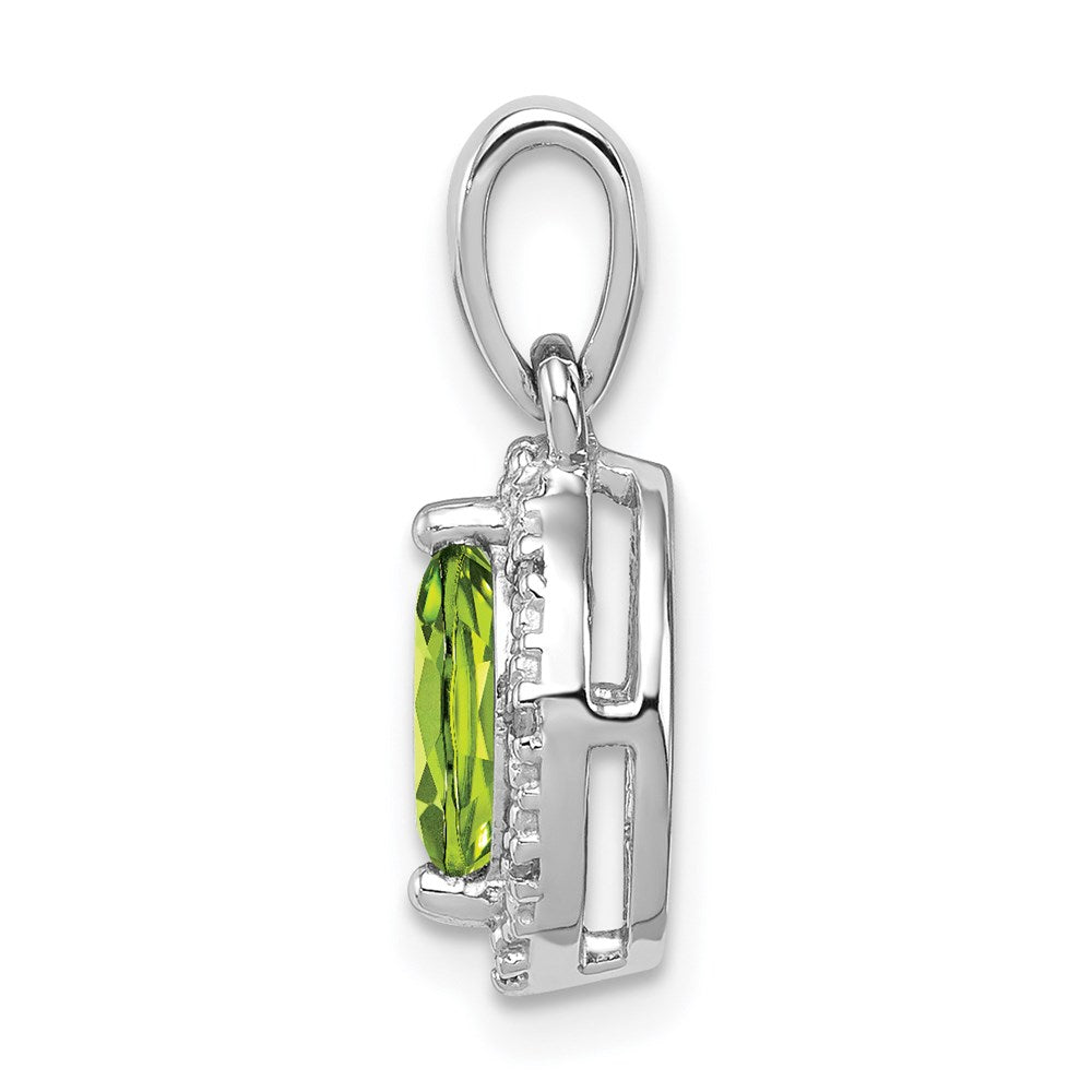 Sterling Silver Rhodium-plated Diamond and Peridot Pendant