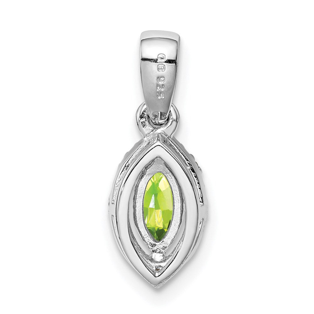 Sterling Silver Rhodium-plated Diamond and Peridot Pendant