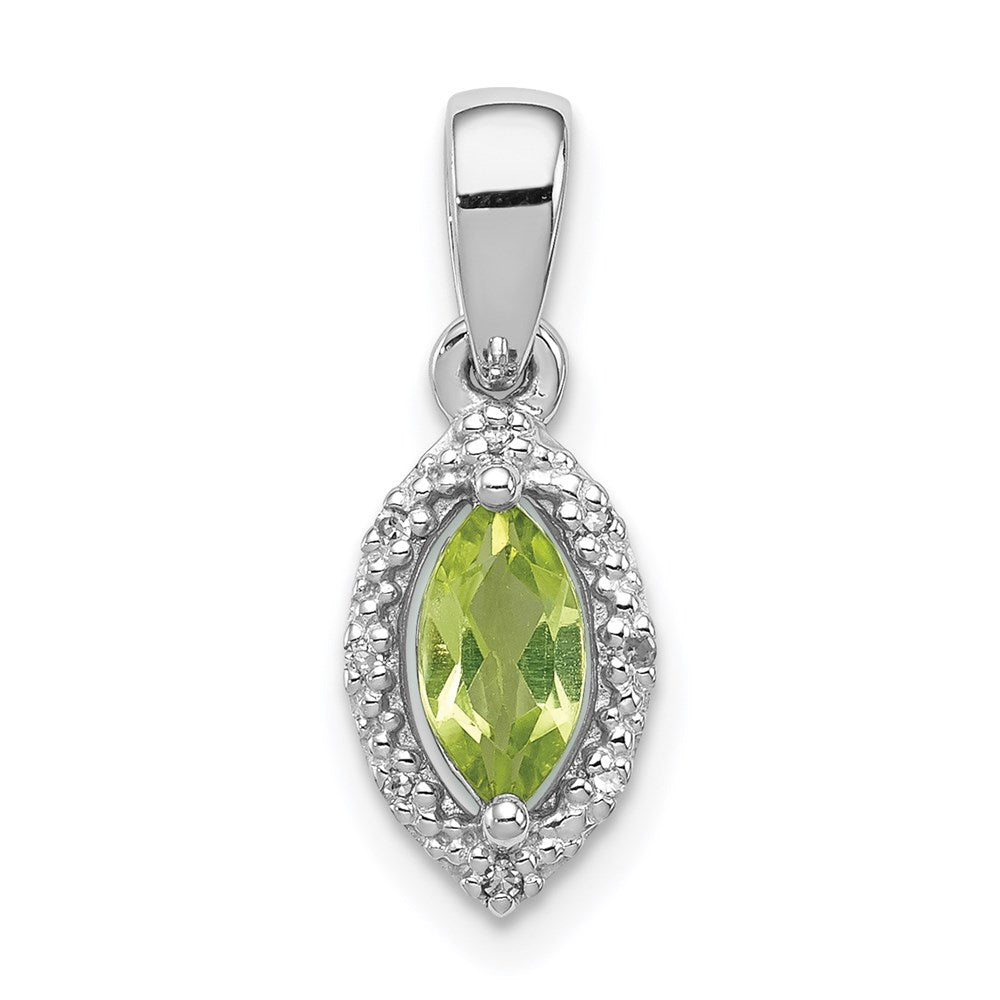 Sterling Silver Rhodium-plated Diamond and Peridot Pendant